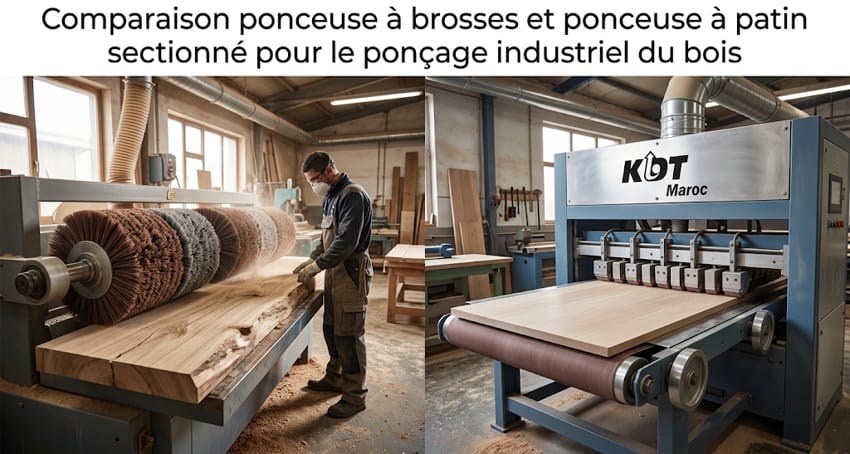 Comparaison ponceuse à brosses et ponceuse à patin sectionné pour le ponçage industriel du bois