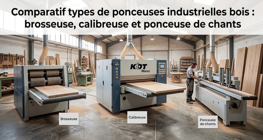 Comparatif types de ponceuses industrielles bois : brosseuse, calibreuse et ponceuse de chants